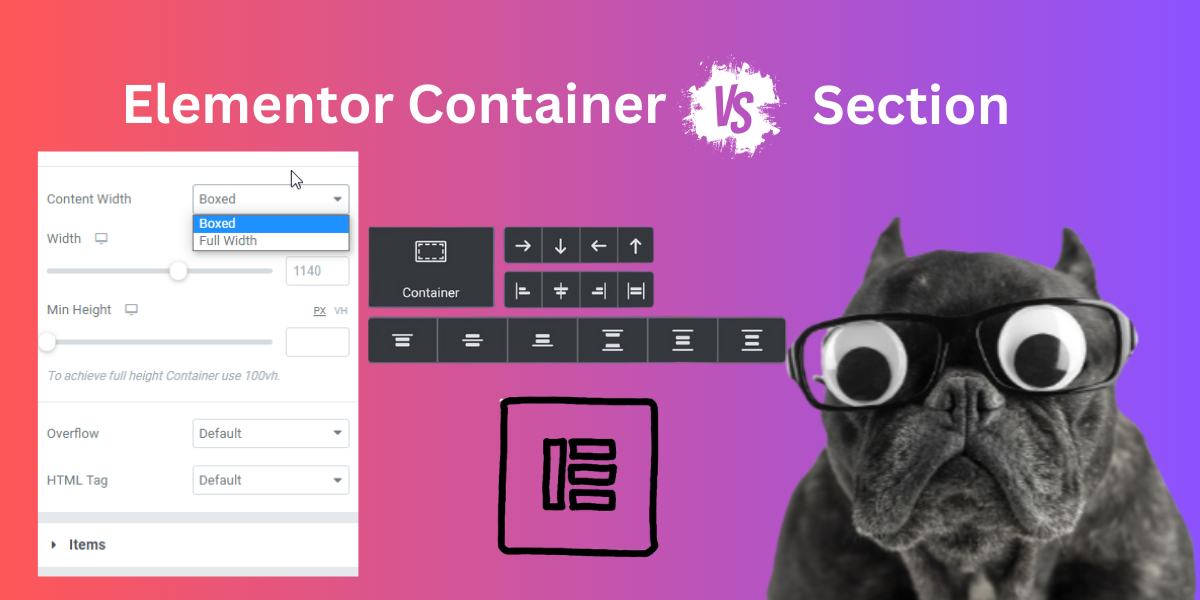 Elementor container vs section - flexbox container